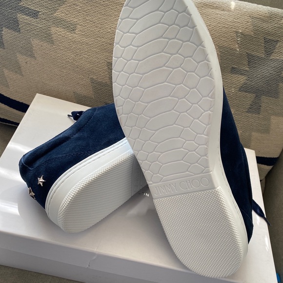 Jimmy Choo cash studded stars fine suede blue navy SZ 11 NWT - Picture 7 of 7